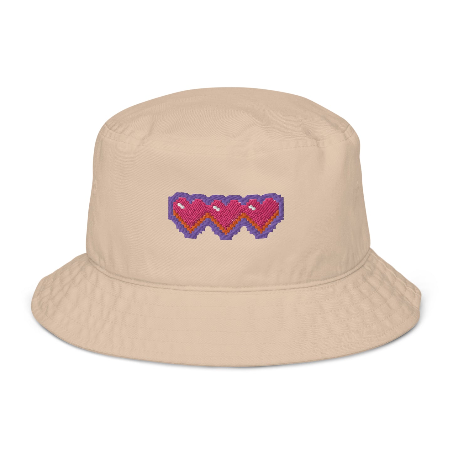 Pixel Hearts Organic Bucket Hat