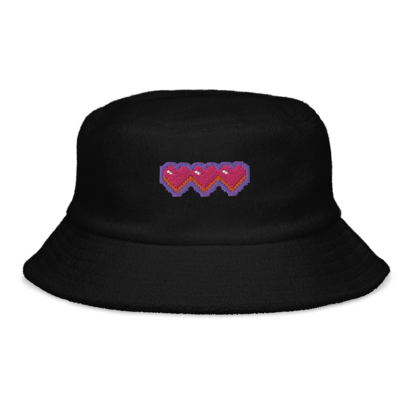 Pixel Hearts Unstructured Terry Cloth Bucket Hat