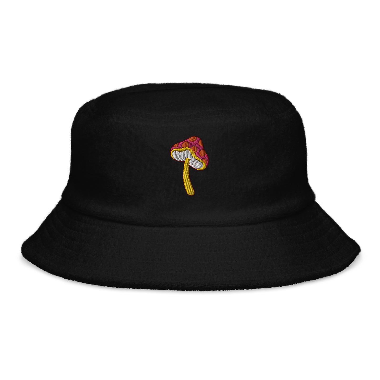 Funky Mushroom Unstructured Terry Cloth Bucket Hat