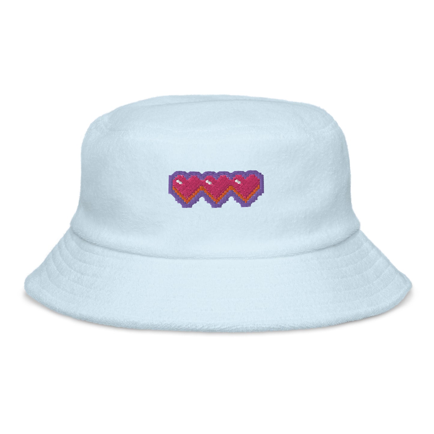 Pixel Hearts Unstructured Terry Cloth Bucket Hat