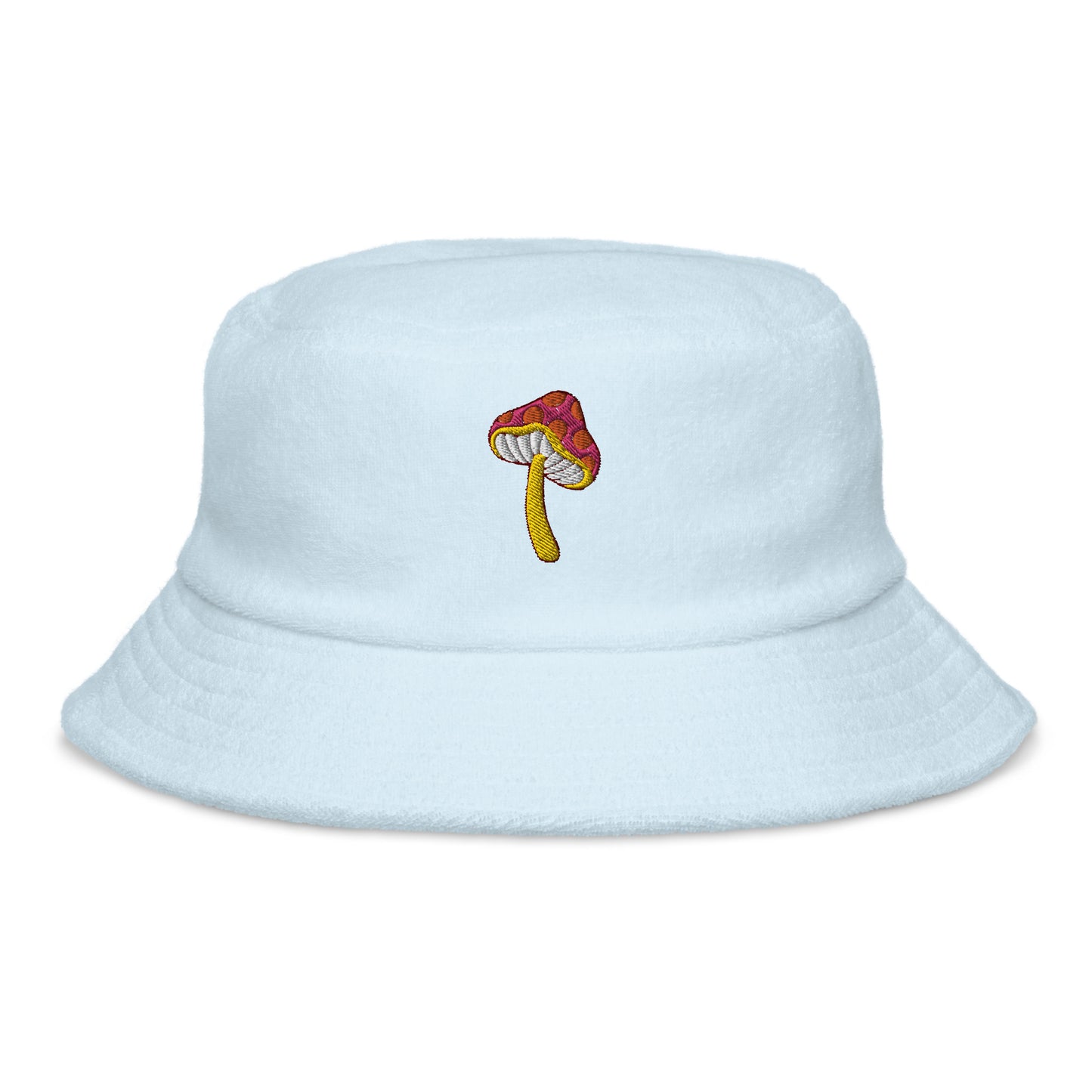 Funky Mushroom Unstructured Terry Cloth Bucket Hat