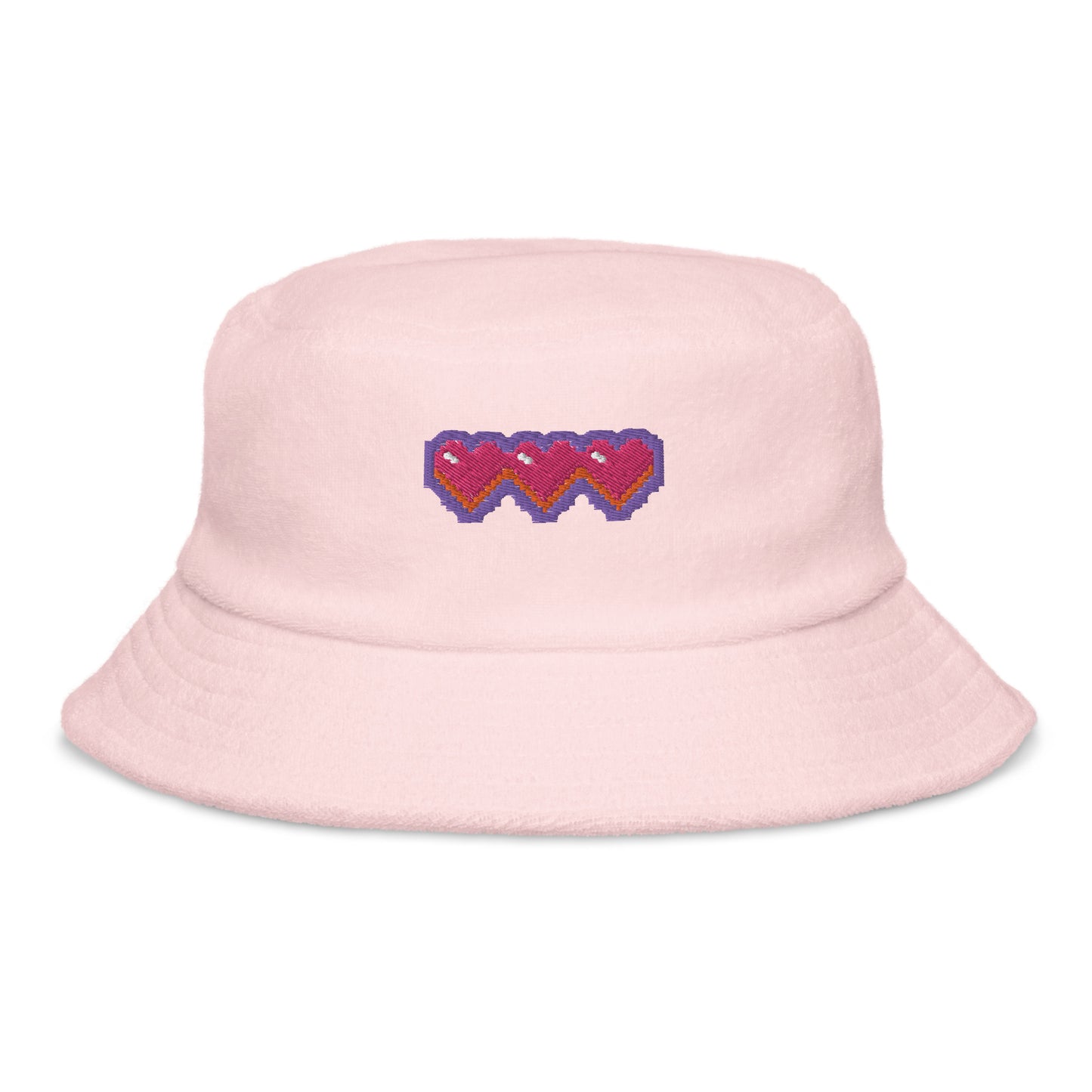 Pixel Hearts Unstructured Terry Cloth Bucket Hat