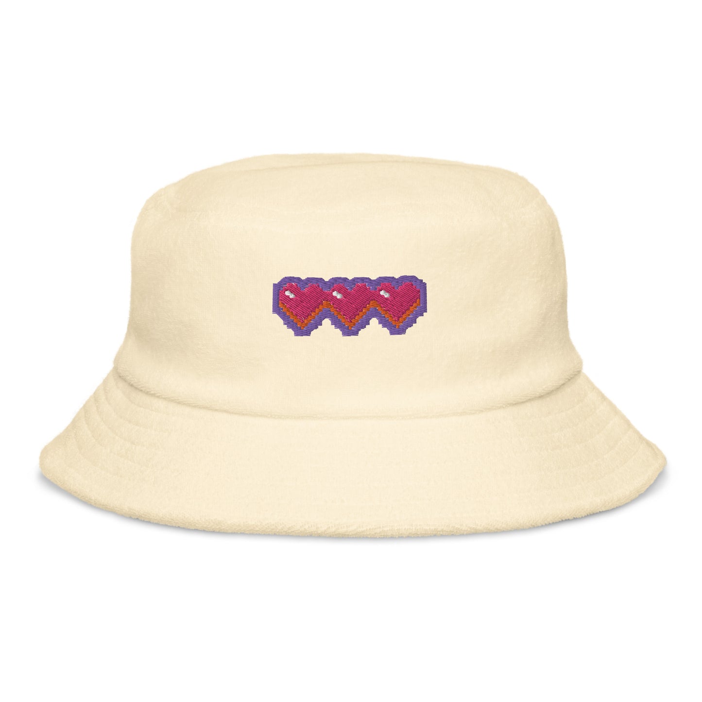 Pixel Hearts Unstructured Terry Cloth Bucket Hat