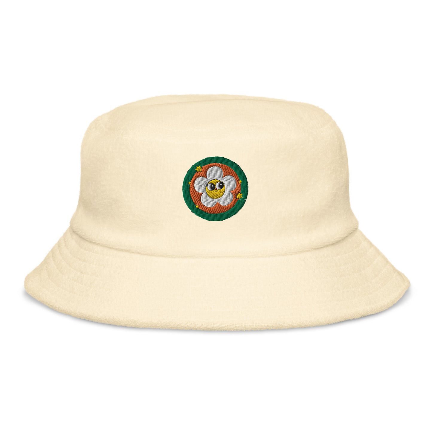 Flower Power Unstructured Terry Cloth Bucket Hat