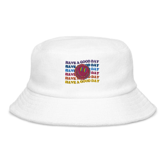 Have a Good Day Unstructured Terry Cloth Bucket Hat