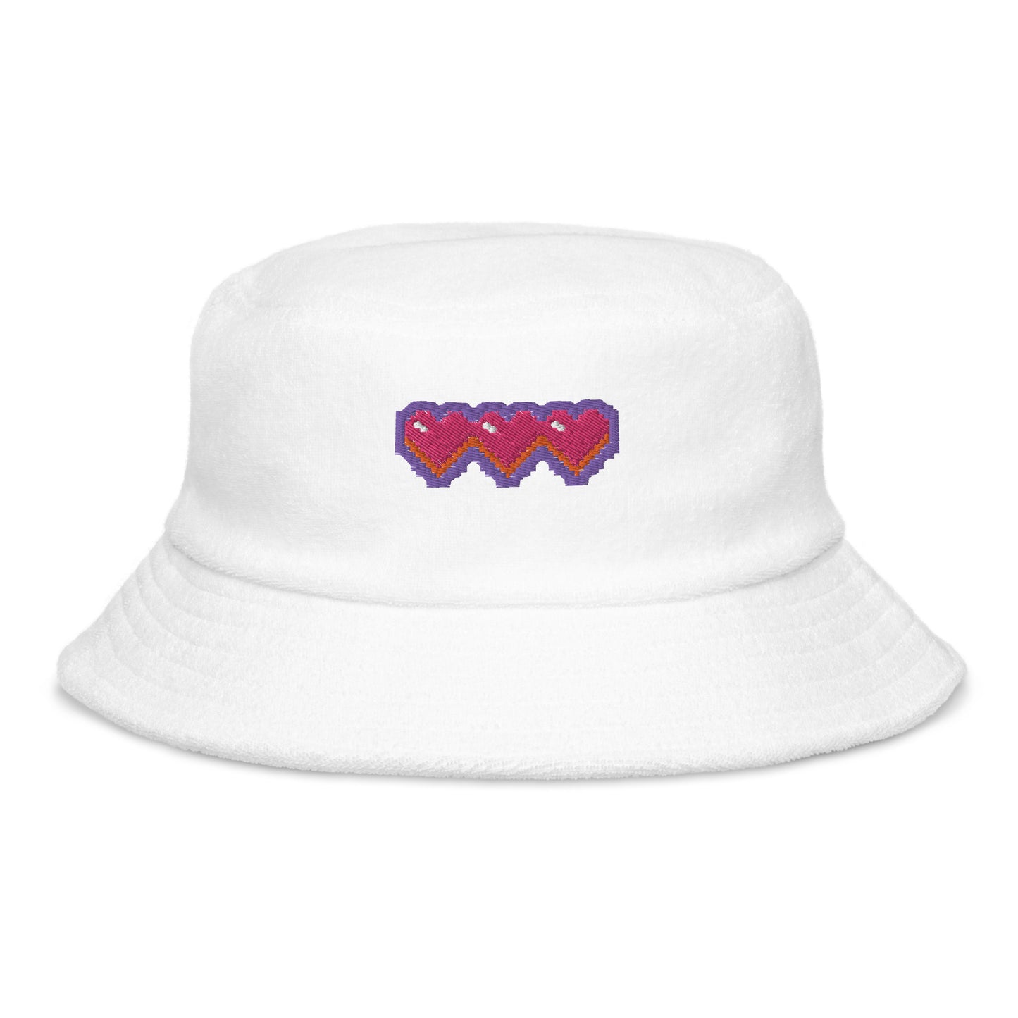 Pixel Hearts Unstructured Terry Cloth Bucket Hat