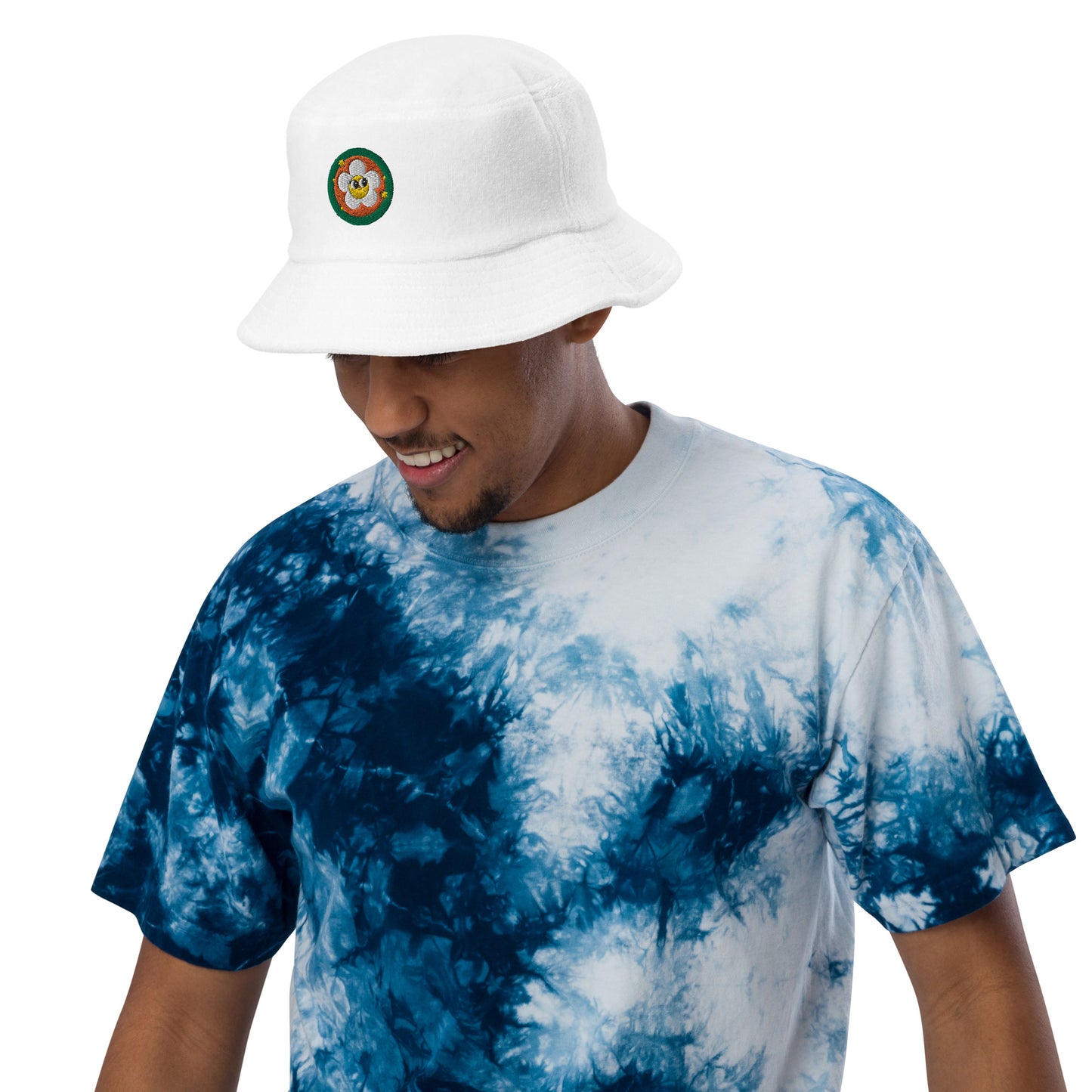 Flower Power Unstructured Terry Cloth Bucket Hat