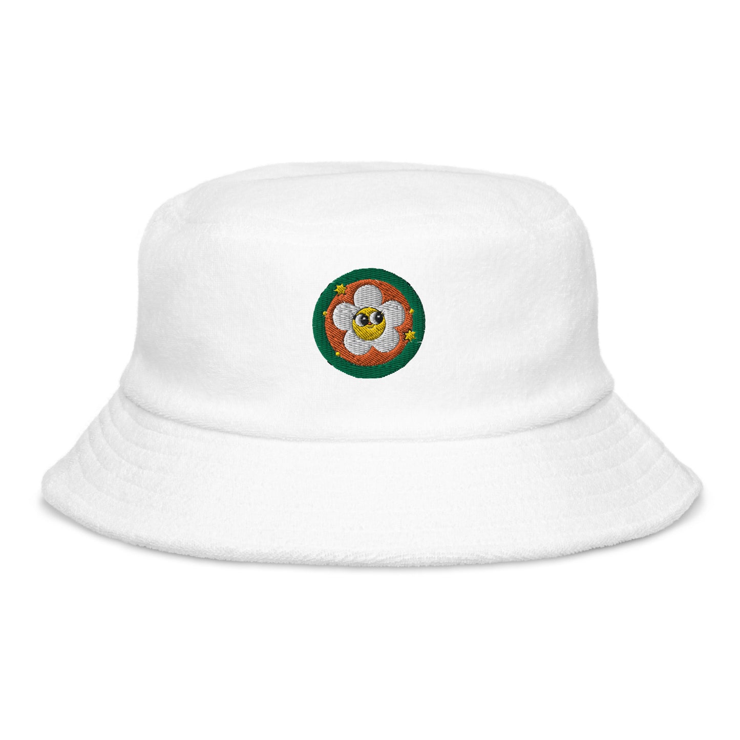 Flower Power Unstructured Terry Cloth Bucket Hat