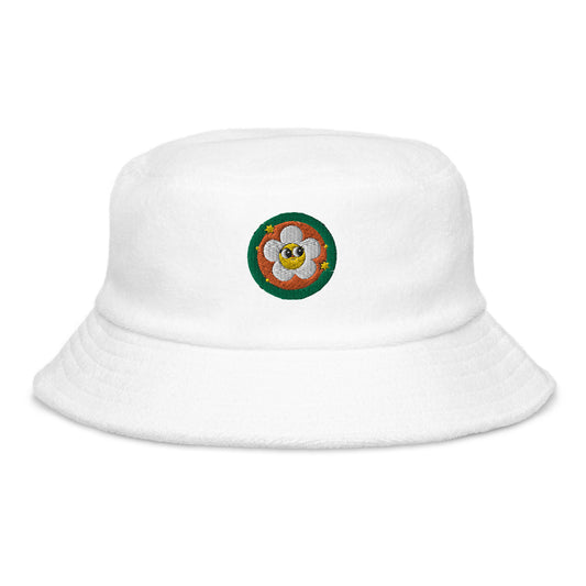 Flower Power Unstructured Terry Cloth Bucket Hat