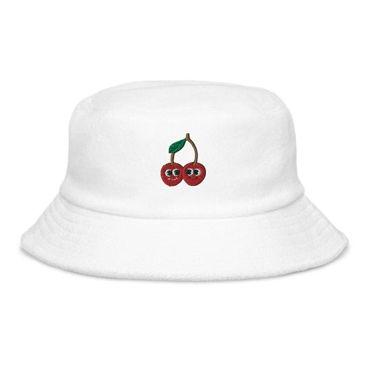 Wild Cherries Unstructured Terry Cloth Bucket Hat