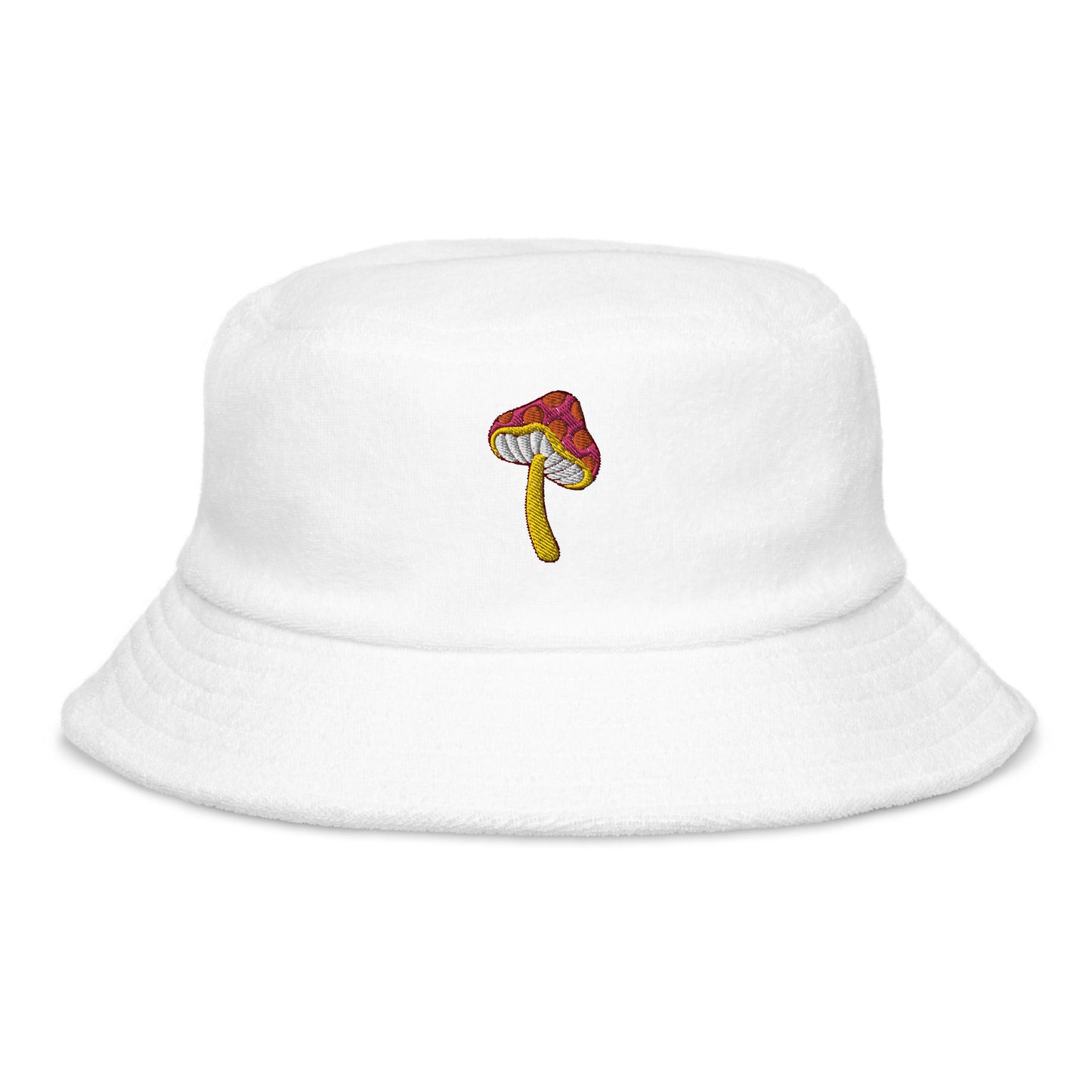 Funky Mushroom Unstructured Terry Cloth Bucket Hat